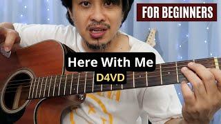 d4vd Here With Me chords guitar tutorial + alternative to bar chords for beginners