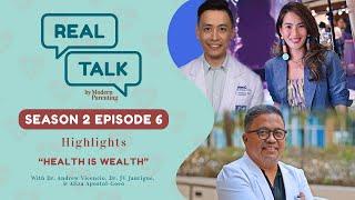 Dr. JV Jaurigue Dr. Andrew Vicencio and Aliza Apostol-Goco in Real Talk Season 2 Health is Wealth