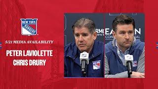 NYR Practice Peter Laviolette and Chris Drury Media Availability  May 21 2024