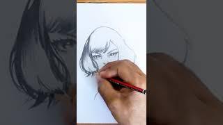 How to draw a girl with black sweater  Pencil sketch #shorts