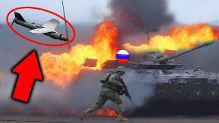 Kamikaze Drone Hit a Russian Tank