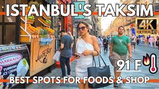 Istanbul Turkey 4K Walking Tour Explore the City Centers Markets Shops and Street Foods in Taksim