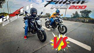 Suzuki Gixxer 250 VS Pulsar NS 200  Drag Race  Top End