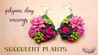 JustHandmade Polymer clay earrings with succulent plants - tutorial  SUCCULENTS  DIY