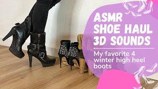 ASMR  High Heel Walking  Tapping  3D Sound  4 favorite winter high heel boots  No Music