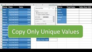 Copy only Unique values in Excel 2010 - 2021 simple way
