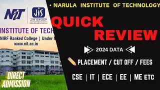 NARULA INSTITUTE OF TECHNOLOGY QUICK REVIEW 2024  PLACEMENT CUT OFF FEES  CAMPUS   WBJEE 2024