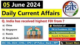 Daily Current Affairs 2024  5 June 2024 Current Affairs  Current Affairs Today 2024