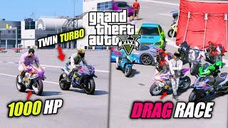 BALAPAN DRAG DI GTA 5  GOKIL MOTOR DRAG INI KENCENG BANGET GTA 5 MOD