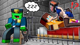 JJ and TV WOMAN POLICE FELL in LOVE in PRISON while MIKEY POLICE a SLEEP in Minecraft ALL EPISODES