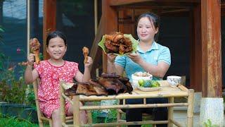 Traditional rice growing Preparing delicious crispy fried chicken - Linhs Nhu