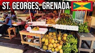 Walking Tour of St. Georges Grenada  Carenage & Market Square Exploration