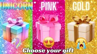 Choose your gift 3 gift box challenge2 good & 1 badUnicorn Pink & Gold #giftboxchallenge