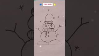 Draw snow man in easy way #howtodraw #snowman #winterseasondrawing #snowfall #shorts