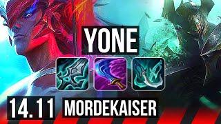 YONE vs MORDEKAISER TOP  1216 8 solo kills 700+ games Dominating  BR Grandmaster  14.11