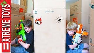 Ethan Vs. Cole Nerf Battle Royale in a Box Maze Fort