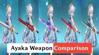 Ayaka Weapon Comparison  Mistsplitter  Harbinger of Dawn  Amenoma  Blackcliff  Kogatsurube