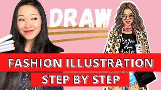 HOW TO DRAW FASHION ILLUSTRATION FOR BEGINNERS  STEP BY STEP TUTORIAL #fashionillustration