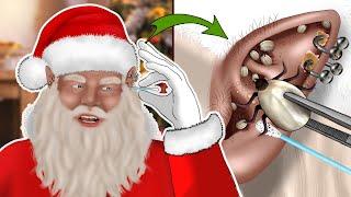 ASMR Animation Remove ticks from Santa Claus ears  WOW Brain Merry Christmas Satisfying video