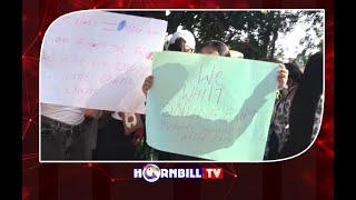 PROTEST AGAINST OFFLINE EXAMS STUDENTS OF DIMAPUR STAGE PROTEST OUTSIDE DC OFFICE