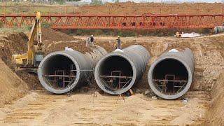 The process of manufacturing and installing giant concrete pipes