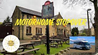Motorhome stopover. The Pendle Inn in Barley and the Pendle Sculpture Trail in a winter wonderland.