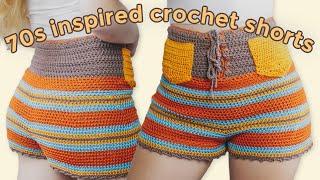 Amazing Shorts Tutorial you can do at home  70s Inspired High-Waisted Crochet Shorts with Pockets