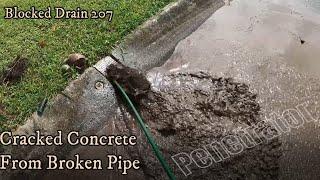 Blocked Drain 207 - Broken Pipe Causing CONCRETE TO CRACK  Pipe To No Where  Tree Roots  Mud