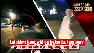 Lalaking tumawid sa kalsada tumagos sa motorsiklo at biglang naglaho  Kapuso Mo Jessica Soho