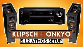 Klipsch Reference 5.1.2 Atmos Home Theater setup on the Onkyo TX-NR5100 AVR Receiver