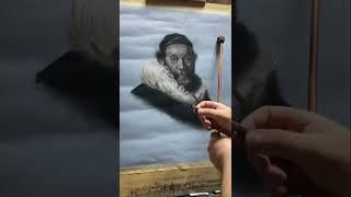 Pastel portrait - master copy process “Portrait of Johannes Wttenbogaert” by Rembrandt