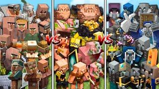 VILLAGER vs PILLAGER vs PIGLIN in Minecraft Mob Battle