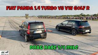 FIAT PANDA 1.4 TURBO vs VW GOLF R 2.0 TURBO CJX drag race 14 mile  - 4K UHD