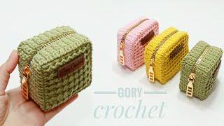 كروشيه محفظه مربعه الشكل من بواقي الخيوط  Crochet wallet