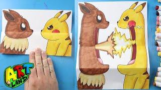 How to Draw Pikachu vs Eevee Folding Surprise