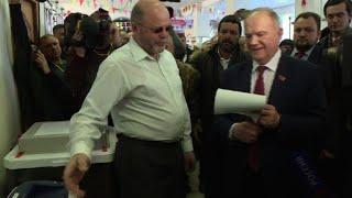 Gennady Zyuganov votes in Russian presidential election