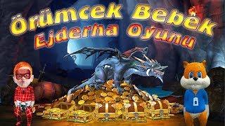 Örümcek Bebek ve Sincap Tablette Ejderha Oyunu Oynuyor Hungry Dragon Oyunu