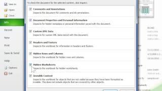 Excel 2010 Find and Remove Hidden Data and Personal Information in an Office Document