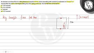 An elevator car whose floor to ceiling distance is equal to \ 3.8 \mathrm{m} \ starts ascend...