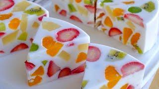 วุ้นกะทิผลไม้สด Coconut Milk Fruit Jelly Recipe