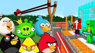 ANGRY BIRDS vs Security House in Minecraft Challenge Maizen JJ and Mikey