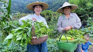 端午节，一家人齐聚其乐融融，再摘两篮菜