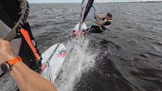 IFCA windsurf worlds day 2 Lining up with the pros. Taty Frans and Jordy Vonk