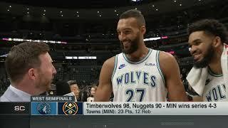 Karl-Anthony Towns PRAISES Rudy Gobert after Game 7 win over the Nuggets  NBA on ESPN