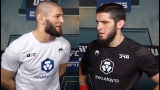 Ислам Махачев и Хамзат Чимаев после боёв UFC 267