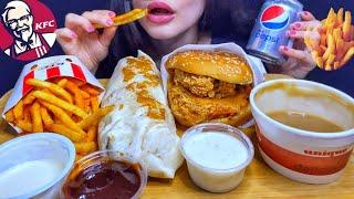 ASMR KFC FOOD *CHICKEN BURGER SANDWICH + SPICY FRIES MUKBANG No Talking EATING SOUNDS