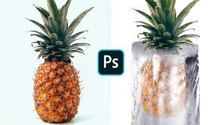 How to Frozen fruit into ice cubes in Photoshop