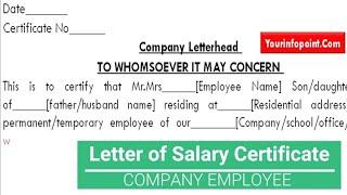 Letter of Salary Certificate - Salary Certificate Application