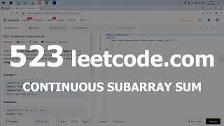 Разбор задачи 523 leetcode.com Continuous Subarray Sum. Решение на C++