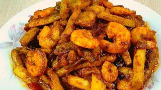 কচুর লতি চিংড়ি দিয়ে মুখে লেগে থাকবে  Kochur Loti Chingri Recipe Bengali  Loti Chingri Arum Lobe